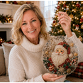thumbnail image 6 of Christmas Pearl Diamond Art Hanging Ornament Kit , Flocked Canvas with Scratch-Resistant Non-Fading Pearl Beads, portable canvas bead craft kit for interior display E, 6 of 6