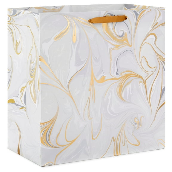 Hallmark Extra-Deep Gift Bag (Gold Marble on White)