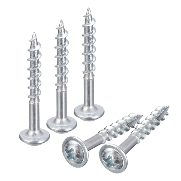 Unique Bargains #8x1-1/4' Pocket Hole Screws, 50 Pack Phillips Drive Self Tapping Wood Screws, Zinc Plated