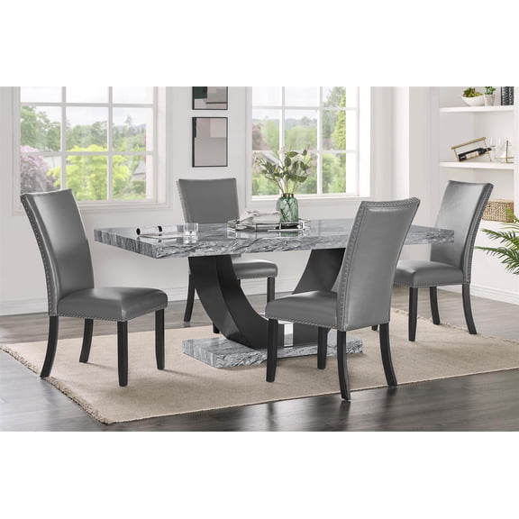 New Classic Furniture Lyra 5-Piece Wood Dining Table Set in Gray
