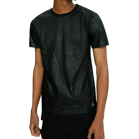 Elevenparis Mens Crackle Graphic T-Shirt, Black, X-Large