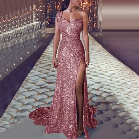 GZWYHT Dresses for Women 2025 Prom Dresses Women Sequin Prom Party Gown Sexy Gold Evening Bridesmaid V Neck Long Dress Formal Dresses Graduation Dress Rose Gold Dress Corset Dress XL