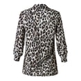thumbnail image 4 of DYMADE Women Long Sleeve Lapel V Neck Button Down Leopard Tops Shirt Blouse, 4 of 5