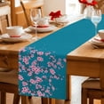 thumbnail image 5 of Spring Floral Table Runner 72 Inches, Watercolor Pink Cherry Blossom Branches Blue Bed Runner Dresser Scarves Tabletop for Indoor Outdoor Parties/Ceremony/Banquet, 16" x 72", 5 of 9