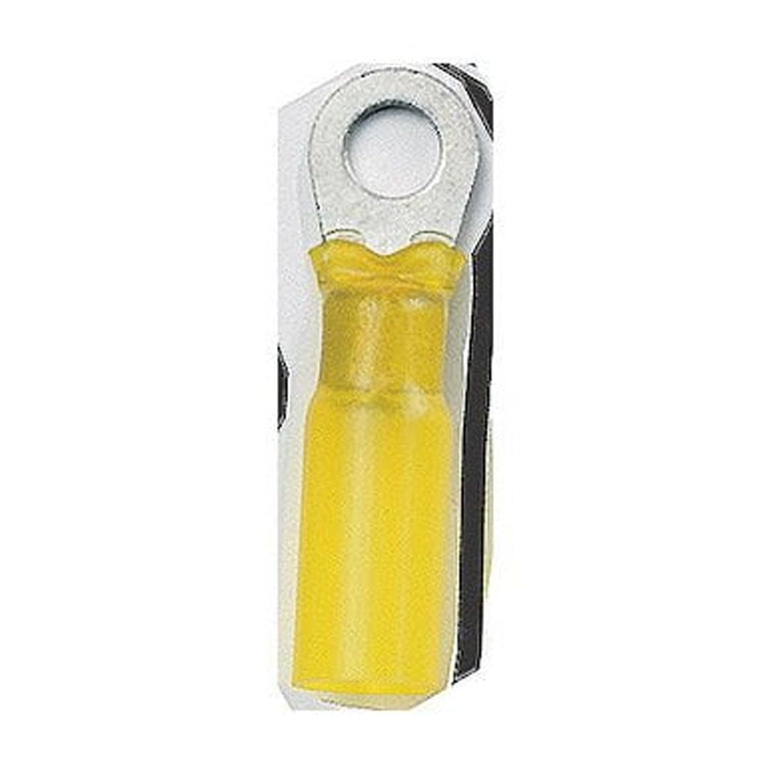 Ancor 312625 Yellow 3/8" Fastener 12-10 Wire Range Heat Shrink Ring Terminals - 25 Pack