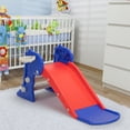 thumbnail image 2 of Kids Slide for Indoor Outdoor, 3 in 1 Freestanding Slide for Toddler Baby 1-3 Age, Kids Play Climber Slide Playset Outdoor Toys with Basketball Hoop, Ball and Ladder, Red/Blue, 2 of 10