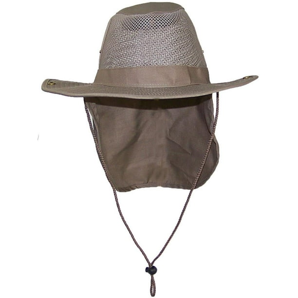 Tropic Hats Summer Wide Brim Mesh Safari/Outback W/Neck Flap & Snap Up