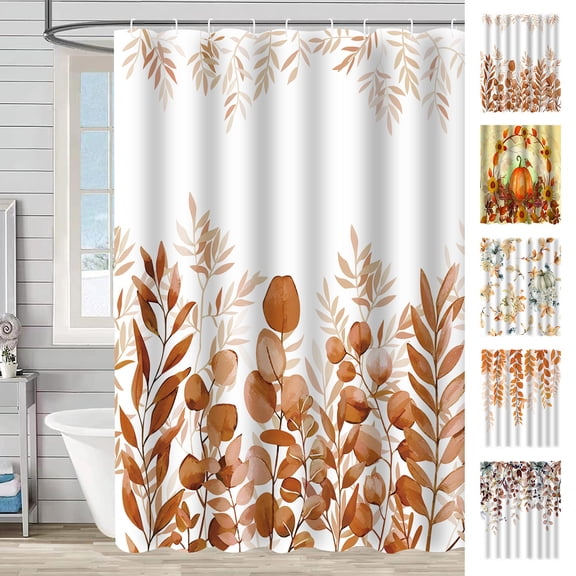 RBCKVXZ Fall Print Shower Curtain Waterproof Polyester Bathroom Curtain Set, Autumn Seasonal Decor with Hooks, 59x71 Inch