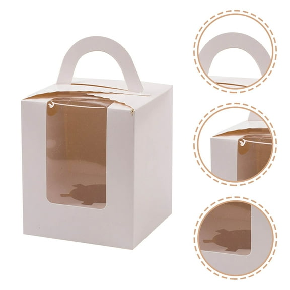Soimiss Cake Packing Boxes White Cardboard Clear Window Inserts for Storage 24Pcs