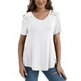 thumbnail image 6 of VERABENDI Women's Plus Size Tops Summer Short Sleeve Lace Trim Shoulder Tunic Blouses,M-4XL, 6 of 7