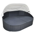 thumbnail image 2 of vidaXL Outdoor Lounge Bed with Canopy Poly Rattan Black, 2 of 4