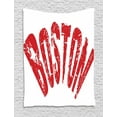 thumbnail image 1 of Boston Tapestry, Calligraphic Illustration of Boston Damaged Looking Letters Curvy Form, Wall Hanging for Bedroom Living Room Dorm Decor, 60W X 80L Inches, Vermilion and White, by Ambesonne, 1 of 2