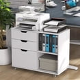 thumbnail image 3 of Harmijoy Mobile File Cabinet, 3-Drawer Lateral Filing Cabinet Fits Files Letter, A4, Legal Size, Rolling Printer Stand with Open Adjustable Storage Shelf, 3 of 8