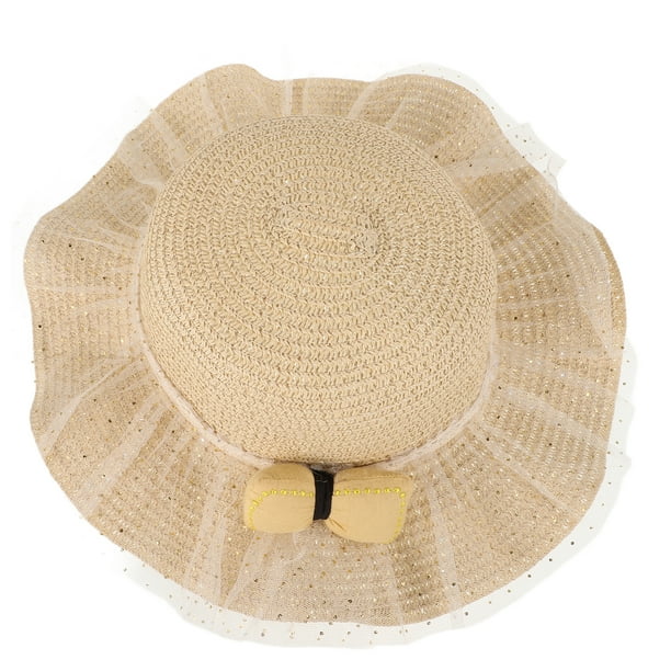 KAKOWELY Sombreros de paja, sombreros de moda para niños pequeños, sombreros de playa para niñas, gorras de verano con protección solar UV
