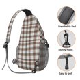 thumbnail image 3 of Sling Backpack,Green and Red Christmas Plaid Pattern Sling Bag with Water Bottle Holder,Waterproof Sling Bag for Men/Women with Headphone Jack for Hiking,Travel, 3 of 6