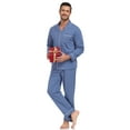 thumbnail image 3 of EA'S SECRET Mens Pajamas Set Soft 100% Cotton Notched Collar Pajamas for Men Long Sleeve Button Down Pjs Mens Sleepwear with Pockets(Blue,L), 3 of 7