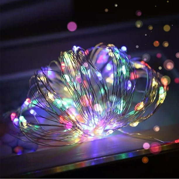 Lihiton - Luces De Hadas Con Pilas, 1 Paquete De Mini 3AAA Con Pilas, Alambre De Cobre, Luces LED De Cadena Estrellada, Dormitorio, Navidad, Fiestas, Decoración (5 M / 16 Pies, Blanco Cálido) - Luces Led