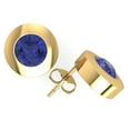 thumbnail image 1 of Natural 2Ct Round Tanzanite Stud Earrings 14k Yellow Gold Bezel Push Back AAA Quality, 1 of 1
