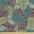 thumbnail image 2 of Ambesonne Tropical Fabric by the Yard Upholstery, Striped Exotic Leaves Plot, 3 Yards, Almond and Dried Rose, 2 of 5
