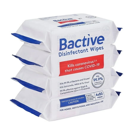 Bactive Disinfectant Wipes, 80 Count (Pack of 4)
