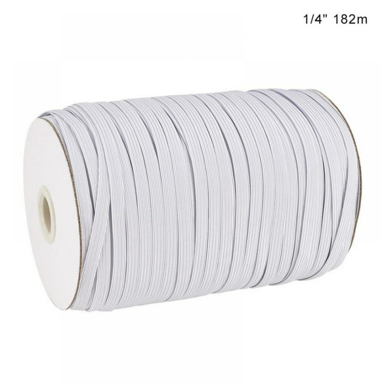 1/4 inch Elastic Bands for Sewing, Stretchy Waistband Ribbon Cord (White, 200 Yards/ 182 Meters), Size: 6 mm