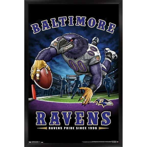 Baltimore Ravens 24.25'' x 35.75'' Framed Mascot Endzone Poster