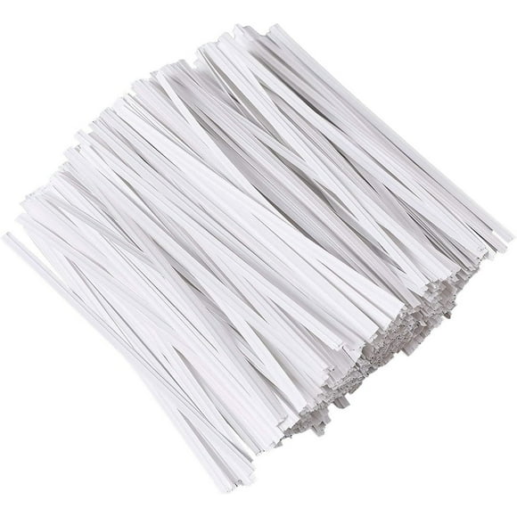 Zhuge 1000Pcs Twist Ties 4" Bread Ties Closure Tie for Tying Bread, Candy, Cookies, Gift Bags-White