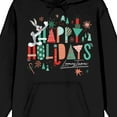 thumbnail image 2 of Looney Tunes Happy Holidays With Characters Women's Black Graphic Hoodie-Medium, 2 of 4