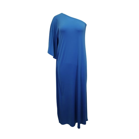 Pre-Owned Michael Kors One-Shoulder Maxi Dress in Blue Polyester