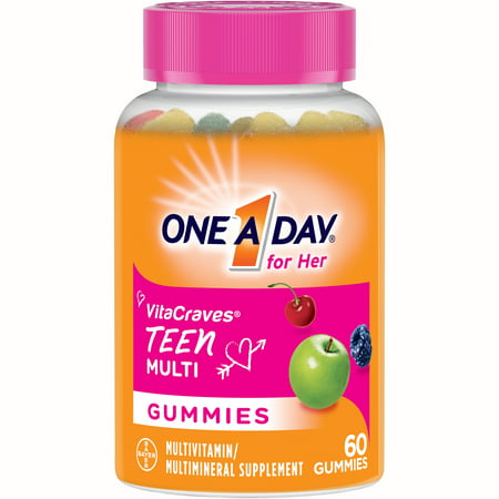 One A Day VitaCraves Teen for Her Multivitamin Gummies Supplement with Vitamins A, C, E, B3, B6, B12, Calcium and Vitamin D, 60 (Best Multivitamin For Horses)