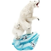 7 inch Polar Bear Figurine with Cub on Iceberg Realistic Resin Hand-Painted Arctic Animal