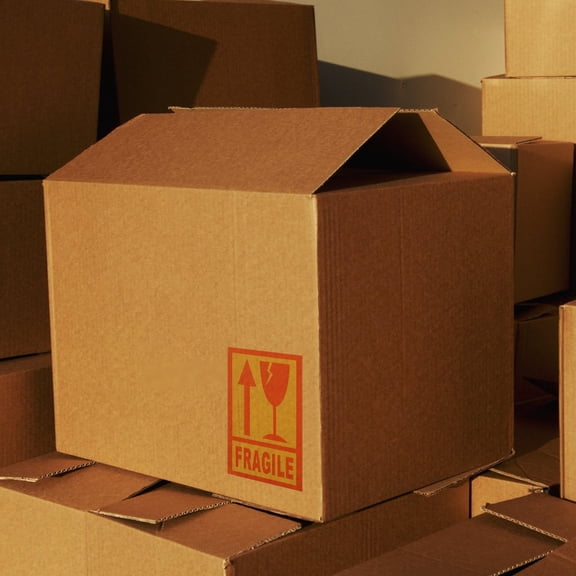 ELAYARD 500Pcs Shipping Care Label Yellow Fragile Warning Sticker Self Adhesive for Packing