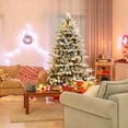 thumbnail image 3 of Topbuy 6FT Snow Flocked Christmas Tree, Pre-lit Artificial Xmas Tree w/ 260 LED Lights & 1415 PE & PVC Branch Tips, 3 of 10