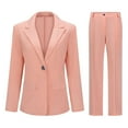 thumbnail image 3 of Women's 2 Piece Business Suit Set Lapel Single-breasted Polyester Suit Jacket With Straight Trousers, 3 of 5