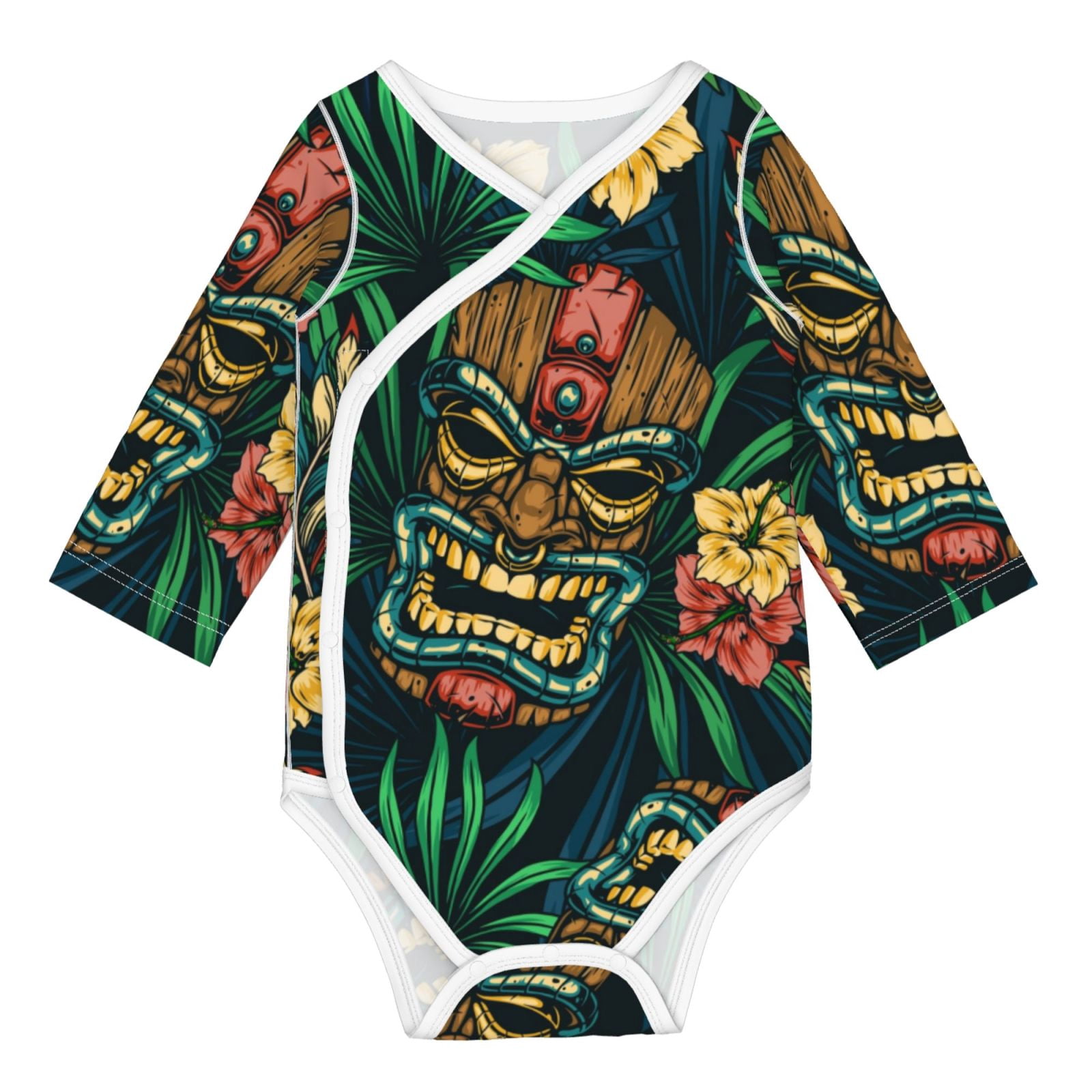 Picia Tropical Tribe Mask for unisex-baby Long-sleeve Bodysuit,Newborn Baby Boy Girl Onsies Bodysuit-12 Months