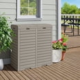 thumbnail image 2 of DEXTRUS 62 Gallon Outdoor Hideway Dual Trash Can with Lid & Drip Tray, Resin Garbage Bin, Double Compartment Recycling, Taupe, 2 of 7