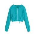 thumbnail image 3 of Arlun Cropped Zip up Hoodies for Women Long Sleeve Drop Shoulder Crop Sweatshirts Trendy Drawstring Solid Color Casual Full Zipper Fall Lightweight Hooded Jacket with Pockets 1-Blue2 XXXL, 3 of 3