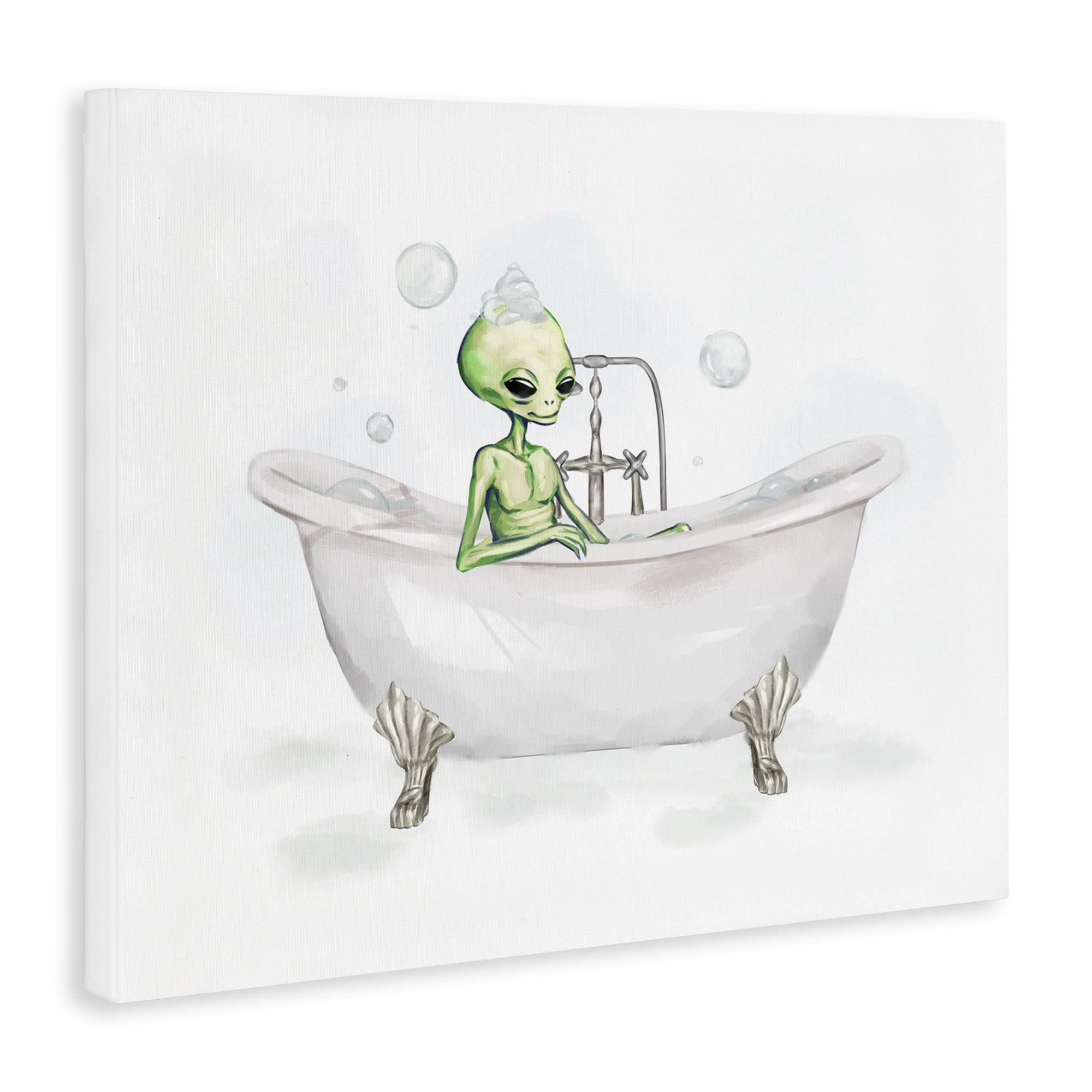 Stupell Industries Alien Bubble Bath Typography Painting Gallery Wrapped Canvas Art Print Wall Art, 30 x 24