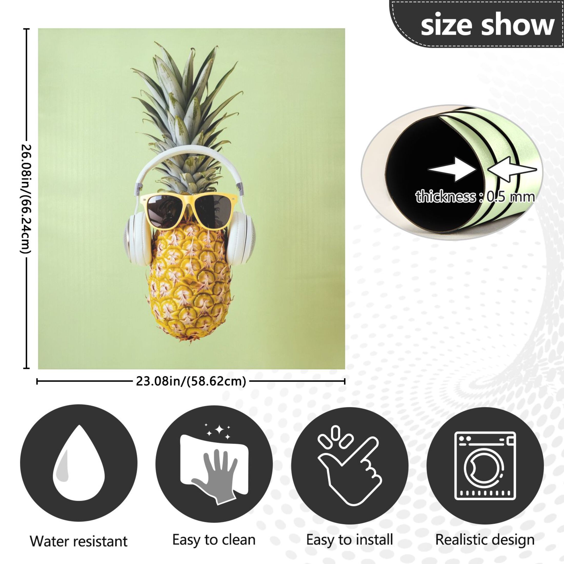 Dishwasher Magnetic Sticker 23x26 Inch Refrigerator Magnetic Sticker Washing Machine Magnetic Sticker Kitchen Panel Magnetic Sticker Home Decor Cool Sunglasses Pineapple