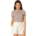 thumbnail image 1 of INSPIRE CHIC Blouse Femme Col Rabattu Col Fendu Manches Bouffantes Chemise en Chiffon, 1 of 6