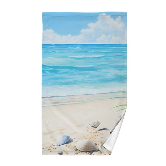 Seashell in Summer Beach Cotton Face Towels Absorbent Hand Towel Soft Bathroom Towel for Kitchen Hotel Decoration
