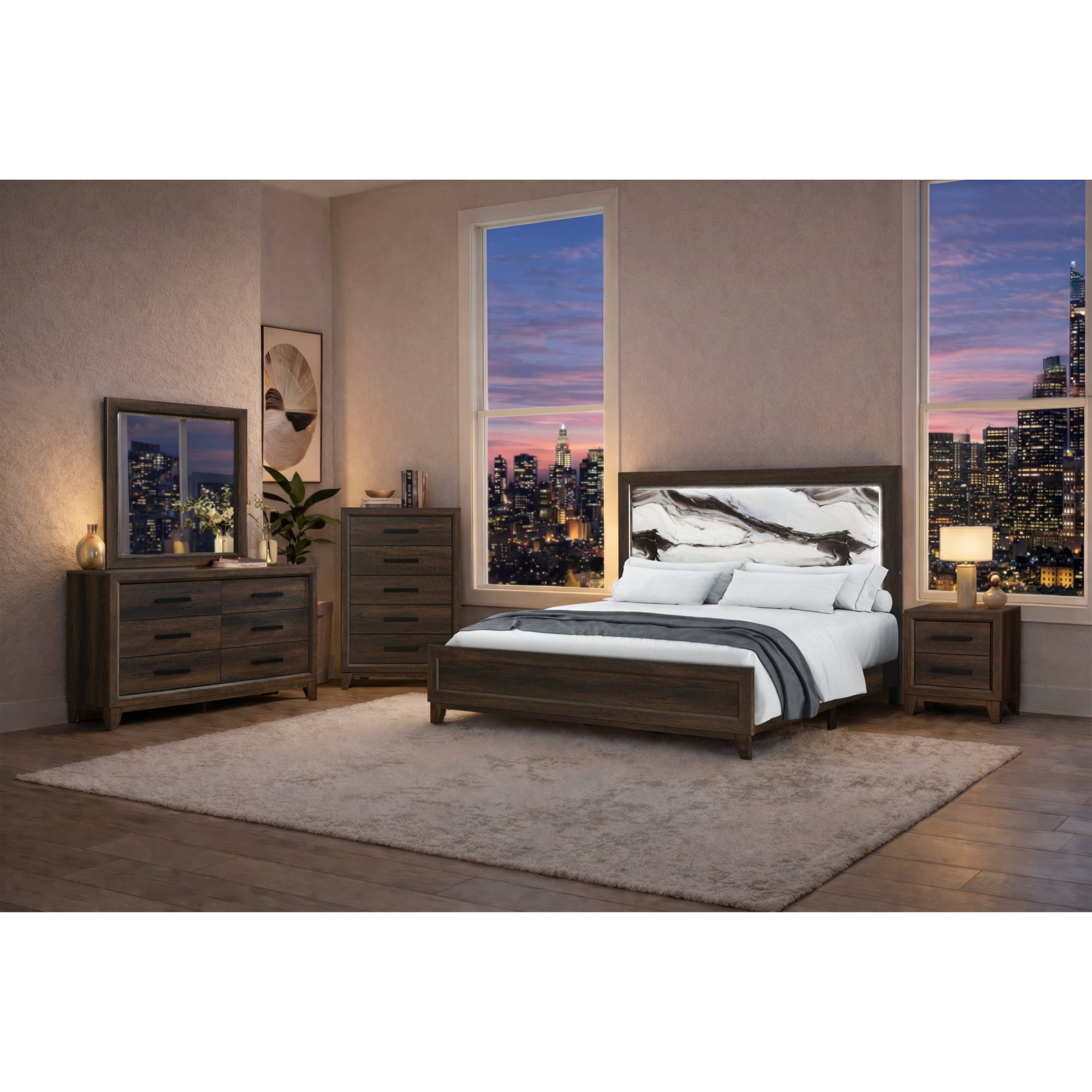Nightstand Bedside Table, Decorative End Table for Bedroom