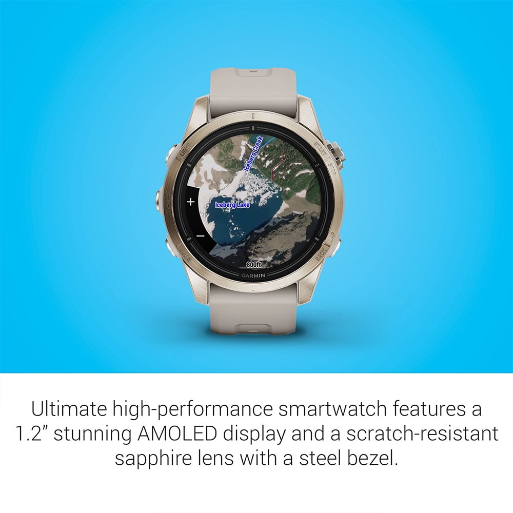 Garmin Epix Pro (Gen 2), 42mm, Sapphire, Soft Gold Steel, Light Sand 010-02802-10 Bundle with 2 YR CPS Extended Warranty, Deco Essentials 3 Pack Silicone Dust Cover and 2-Pack Screen Protector