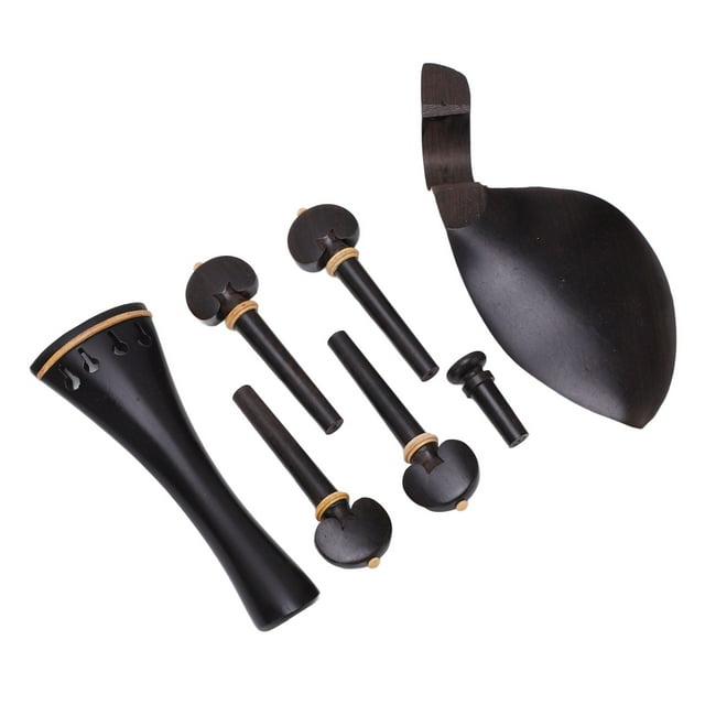 4/4 Violin Accessory Set Ebony Inlaid Boxwood Full Size Violin Accessories for Music Lover's Best Gift