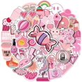 thumbnail image 1 of 50 pegatinas estéticas rosas para niña, lindas pegatinas rosas para niños, pegatinas de vinilo impermeables, pegatinas para botellas de agua y patinetas, regalos para adolescentes., 1 of 5