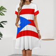 thumbnail image 2 of Puerto Rico Flag Short Sleeve Dress Women Summer Evening Dresses Ladies Sundress, 2 of 7