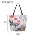 thumbnail image 5 of FORMRS Womens Canvas Tote Bag with Zipper Inner Pocket Shoulder Handbag, Flowers and Leaves, 5 of 7