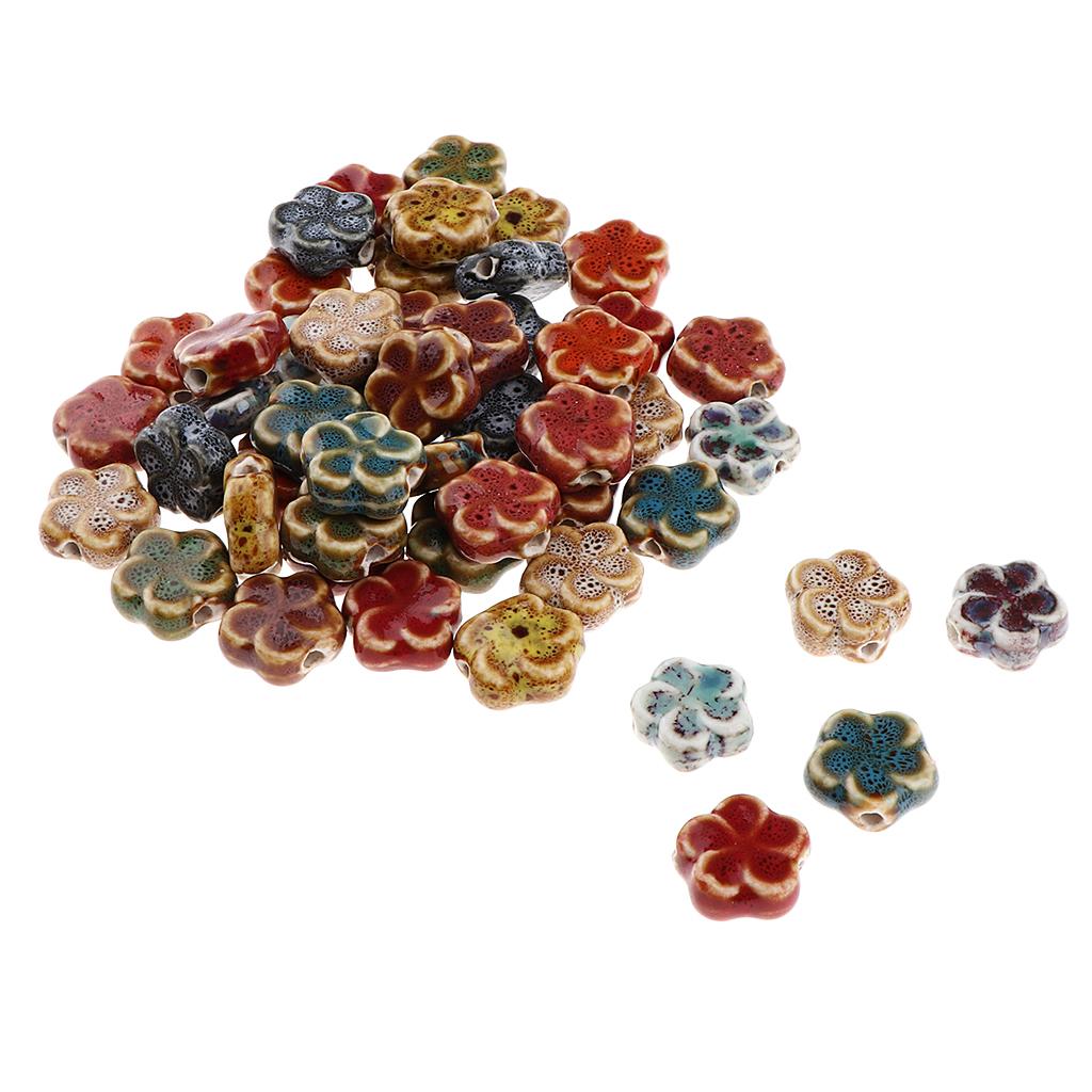 Loose Enamel Ceramic Beads Spacer Beads Balls Beads Crafts Children's Jewelry For 50Pcs Flower Shape - image 4 of 8