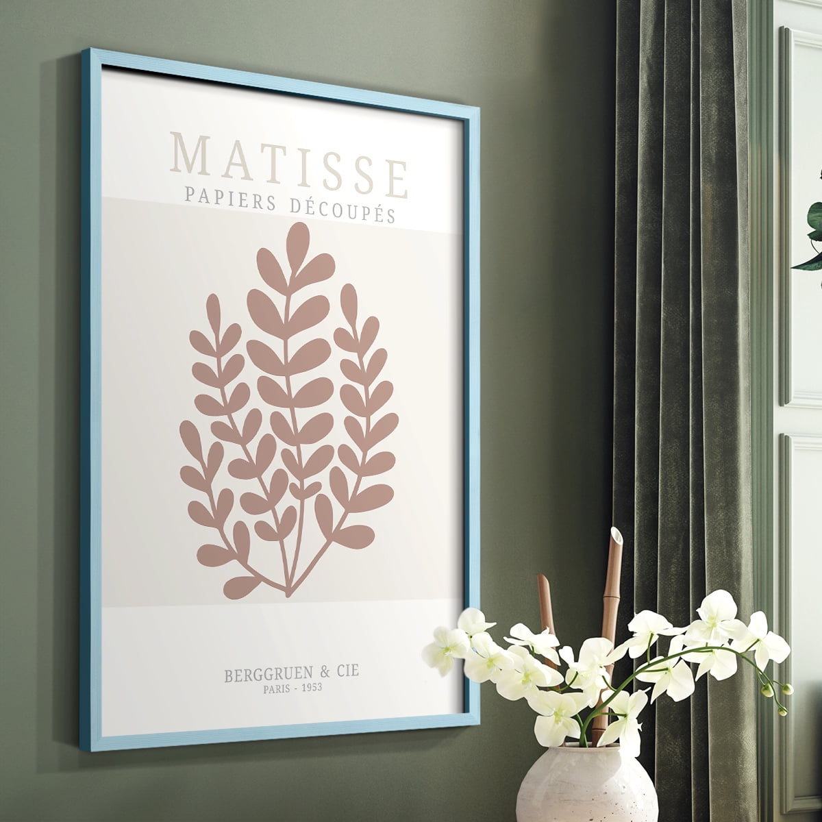 Matisse CDXXXIV in Blue Solid Wood Framed Print No Nail Hanging
