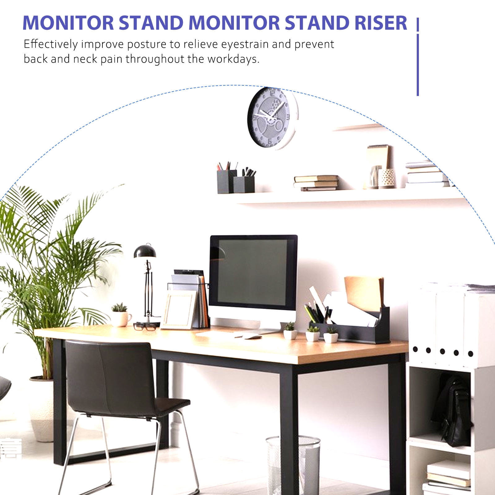 Homoyoyo Adjustable Desk Risers for Ergonomic Back & Neck Support, Black Plastic, 1 Set for Home Office Workstation